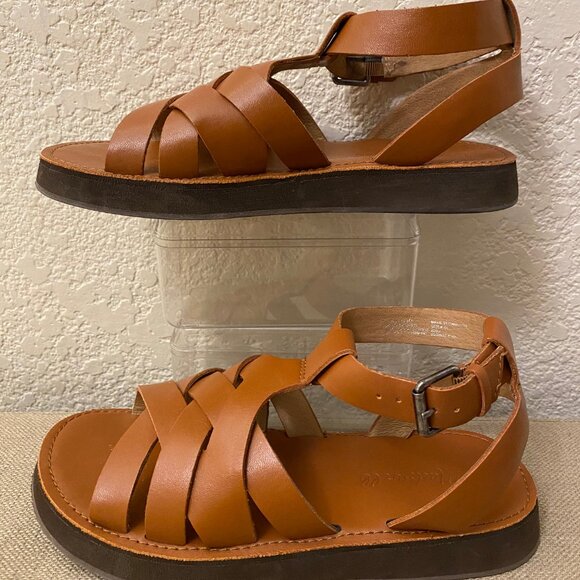 Madewell Ankle Strap Fisherman Sandals Platform in Burnished Caramel Size 6.5 - Picture 6 of 12